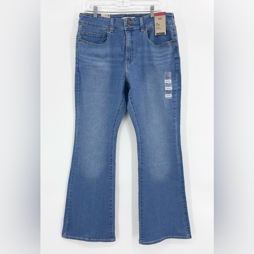 NWT Levi’s 726 Western Flare High Rise Medium Indigo Stretch Denim Jeans 33/32 - Picture 2 of 14